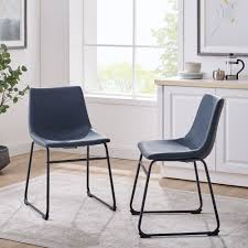 Free delivery and returns on ebay plus items for plus members. 18 Inch Faux Leather Dining Chair Set Of 2 Navy Blue By Walker Edison