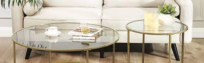 Round side table, metal structure and painted glass top. Vasagle Round Glass Side Table Small Coffee Table Bedside Table Amazon De Kuche Haushalt
