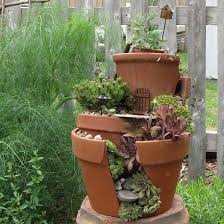 Tiered Terracotta Pot Garden The Micro Gardener For More Tips Easy Diy Tutorials Broken Pots Fairy Garden Designs Miniature Garden