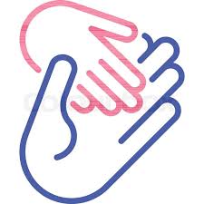 child hand in adult. Thin line icon ...