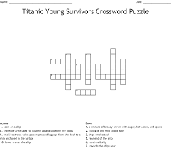 titanic young survivors crossword puzzle wordmint