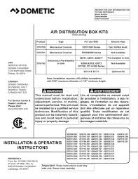 To ensure your dometic air conditioner delivers maximum performance at all times, we provide a full selection of accessories and replacement parts. Dometic 3310700 3310741 3310742 Air Distribution Box Kit Installation And Operating Manual Manualzz