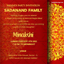 If you are planning mehndi ceremony theme party for family, friends, colleagues you love or care about, check out our collection of mehndi ceremony online invitations to take your pick! Mehndi Invitation Online Mehndi Invitation Card Design And Save The Date Video Maker Seemymarriage