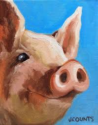 Pig Art Home Farm Decor Noah Oil On Canvas 8 X10 Pig Art Farm Animal Painting Farm Art