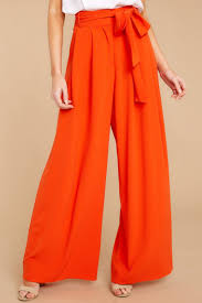 Trendy Red Orange Palazzo Pants Flowy Wide Leg Pants Bottoms 42 Red Dress Boutique Orange Dress Orange Pants Flowy Pants Outfit