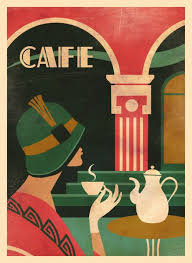 Cafe Art Deco I Art Deco Posters Vintage Poster Art Art Deco Illustration