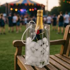 Ice Wine Bag PVC Wine Ice Bag - Water Resistant Cooler For 1 Bottle 6x6x9  Inches Water Resistant Ice Bag