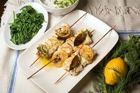 Turkish Spiced Halibut Skewers With Yogurt Sauce Recipe Recipe Halibut Recipes Skewers