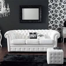 Canape Capitonne 3 Places En Cuir Blanc Maisons Du Monde Idee Deco Deco Maison Deco Salon