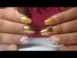 Uñas acrilicas punta color neon. Unas Acrilicas En Dorado Mas Disenos 3d Manicuravip Com