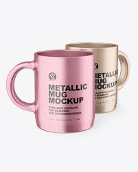 Download Two Metallic Mugs Mockup In Cup Bowl Mockups On Yellow Images Object Mockups
