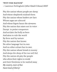 Lawrence ferlinghetti was a great poet. Nelle Engoron On Twitter And Here S The 1933 Poem By Khalil Gibran Pitythenation