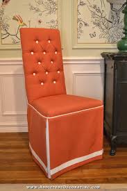 Dining Chair Makeover From Cane Back To Fully Upholstered With Tufted Back And Skirt Addicted 2 Decorating Dining Chair Makeover Upholstered Bedroom Chair Leather Chairs Bedroom
