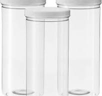 DilaBee 80 Ounce Tall Clear Empty Plastic Jars with Screw-on Lids & Labels  - Pack of 3 Large 2.5 quart 10 cup capacity Plastic Cylinder Containers -  ...