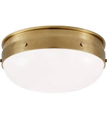 Vintage art deco crafts flush mount cast metal flush mount 3 light. Visual Comfort Tob4063hab Wg Thomas O Brien Hicks 2 Light 13 Inch Hand Rubbed Antique Brass Flush Mount Ceiling Light Small