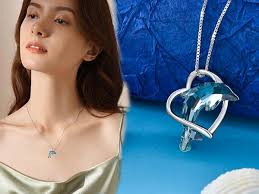 Amazon.com: Flpruy Sterling Silver Dolphin Necklace with Blue Crystal