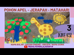 3d kartun hewan tk pendidikan awal kelas hiasan dinding sti: Hiasan Kelas Pohon Apel Jerapah Matahari Dekorasi Kelas Tk Paud Youtube