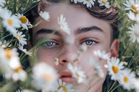 Springs innocence close up portrait amid daisy fields reflecting seasonal  joy