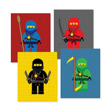 Lego Ninjago Wall Art Prints Lego Bedroom Wall Decor High Quality Prints Shipped To Your Door Set Of 4 Lego Wall Art Lego Room Decor Lego Bedroom