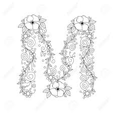 You can use it on all kinds of wedding invitation letters, any festival, daily application letter. Floral Alphabet Letter M Coloring Book For Adults Vector Illustration Hand Drawn Doodle Style Royalty Free Cliparts Vectors And Stock Illustration Image 100204216