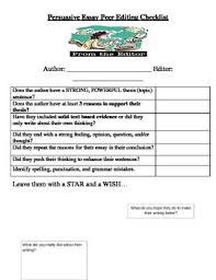 Persuasive Essay Peer Editing Checklist Peer Editing Editing Checklist Persuasive Essays