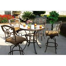Alcott Hill Thompsontown 5 Piece Bar Dining Set With Cushions Patio Bar Set Patio Bar Outdoor Patio Bar