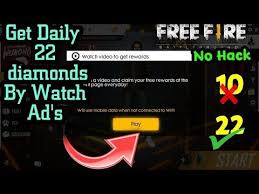 Get diamonds for your free fire account. Get Daily 22 Diamonds By Watching Ads In Free Fire Free Fire Lk Gaming Youtube In 2021 Free Fire Watch Ad Free Fire Free Diamond