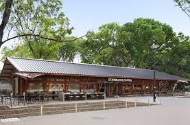 上野恩賜公園店 スターバックス コーヒー ジャパン 建築 テラス カフェ 平屋外観