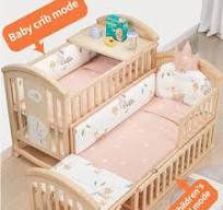 Eco-friendly Solid Wood Newborn Baby Crib With Storage