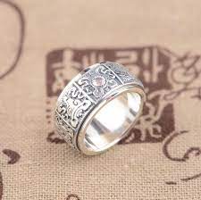 S925 Wholesale Sterling Silver Ring Silver Antique Style Buddhist Jewelry Lovers Eight Auspicious Transport Buddhist Jewellery Engagement Jewelry Jewelry Lover