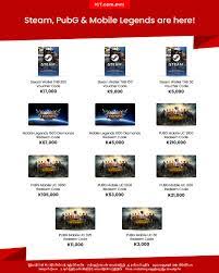 Steam Wallet Pubg Mobile Mobile Legends Voucher Codes တ က Ict Com Mmမ Visa Master Cardတ ဖ င ဝယ လ ရပ ပ လ Mobile Legends Coding Online Tech
