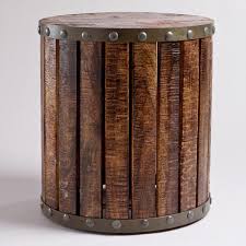 Contoured with an open, geometric angled body in a soft gold finish and an antiqued hexagonal mirror tabletop, it instantly upgrades the aesthetic of any room in the house. One Of My Favorite Discoveries At Worldmarket Com Wood Plank Drum Table Tabure Davul
