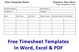 Free Timesheet Template Time Card Template Ontheclock