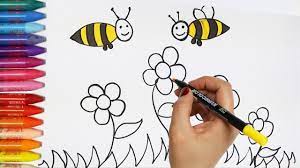 Berbagai gambar terkait contoh gambar bunga untuk anak sd dan tanaman hias lain. Cara Menggambar Bunga Dan Lebah Cara Menggambar Dan Mewarnai Tv Anak Youtube