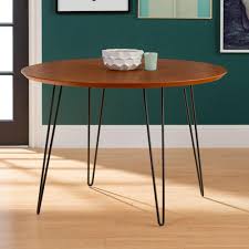 Unbranded 46 In Walnut Round Hairpin Leg Dining Table Hdw46rdhpwt The Home Depot In 2020 Dining Table Legs Hairpin Leg Dining Table Kitchen Table Settings