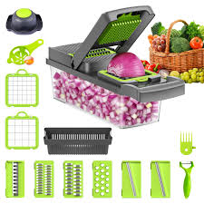 Cortadora Frutas Verduras Segura Cortadora De Verduras 14 En 1 Multifunción  - Picadora Con 8 Cuchillas Intercambiables - Acero Inoxidable Y Segura  Cortadora De Verduras Profesional