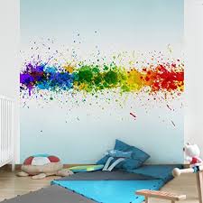 Non Woven Wallpaper Rainbow Splatter Mural Square Wallpaper Wall Mural Photo Feature Wall Art W Creative Wall Painting Diy Wall Painting Wall Paint Designs