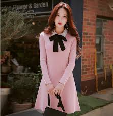 Elegant Bow Tie Peter Pan Collar Long Sleeve Dress Long Sleeve Dress Dresses Get Dressed