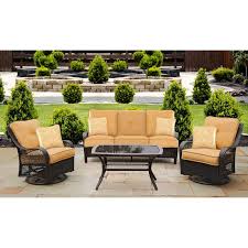 Hanover 4 piece patio set. Hanover Orleans 4 Piece All Weather Patio Set In Sahara Sand