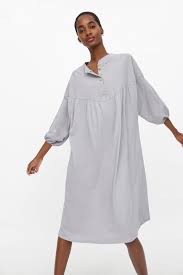 Buttoned Blouse Style Dress View All Dresses Woman Zara United Kingdom Skjorta Zara basic size large navy blue short sleeve roll tab collar button shirt dress. pinterest