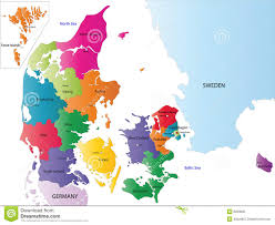Dänemark mit all seinen regionen und inseln: Karte Von Danemark Vektor Abbildung Illustration Von Wasser 6263600