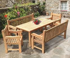 Aquaelite 61 reclaimed teak outdoor bench with arms. Balmoral Teak Rectangular Table 1 8m Benches Chairs
