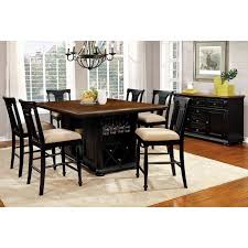 Rustic cottage black finish 7pc counter height dining room set table chairs ic0o. Sabrina Counter Height Dining Set Cherry And Black By Furniture Of America Furniturepick
