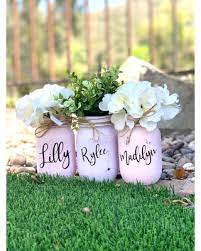 Find The Best Deals On Personalized Baby Shower Decorations Girl Mason Jar Centerpieces For Table Centerpiece Girl Rustic