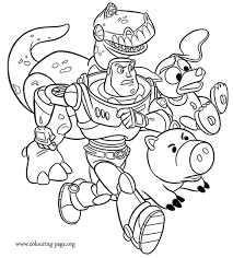 Buzz is running buzz lightyear and his weapon. Toy Story Coloring Page Woody And Buzz Coloring Home