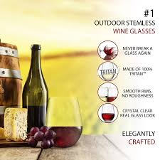 Shatterproof tritan cups, ideal for indoor and outdoor use, elegant and practical, 13 ounce glass set of 4 by cruvina 4.7 out of 5 stars 649 2 offers from $29.95 Amazon Com Bravario Unbreakable Stemless Plastic Wine Glasses Shatterproof 100 Tritan Dishwasher Safe Bpa Free Awesome For Indoor Outdoor 20 Oz Set Of 4 Wine Glasses