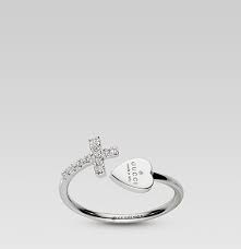 Gucci Ring Diamond Cross With 18k White Gold Gucci Trademark Gucci Rings Engraved Hearts Jewelry