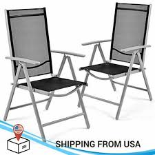 Conjunto De 2 Sillas Plegables De Patio Ajustables Reclinables De Aluminio Ebay Folding Chair Patio Chairs Patio Dining Chairs