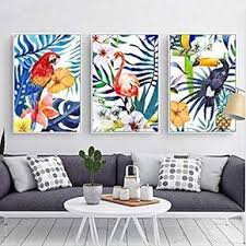 Tropical Jungle Flamingo Parrot Canvas Print Wall Art Poster Airbnb Home Decor Sofa Cafe Offic Tropical Wall Art Home Decor Paintings Poster Wall Art