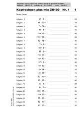 Arbeitsblatt In Der Grundschule Kopfrechnen Arbeitsblatter Mathe Klasse 2 Grundschulmaterial De